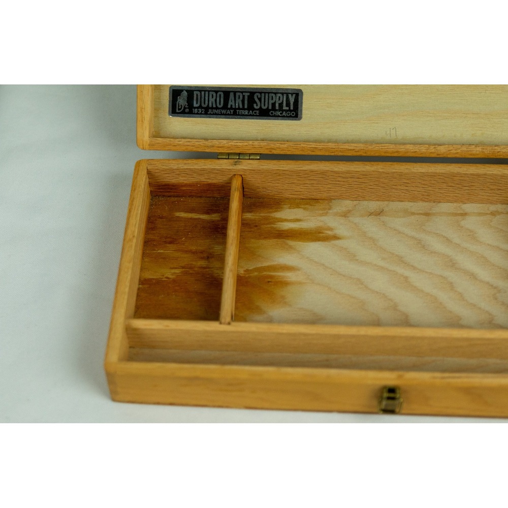 Vintage Duro Art Supply Chicago Wooden Artist Box Divided Storage Case Natural - Picture 6 of 8